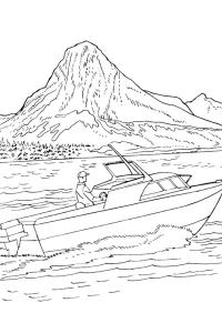 Ausmalbild Schnellboot auf dem Wasser  