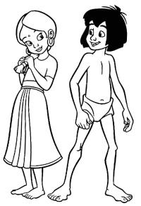 Ausmalbild Shanti und Mogli  