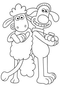 Ausmalbild Shaun und Bitzer  