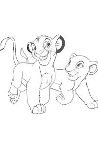Ausmalbild Simba und Nala  