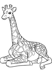 Ausmalbild Sitzende Giraffe  