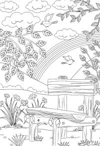 Ausmalbild Sommer-Landschaft  