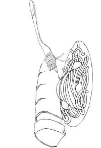 Ausmalbild Spaghetti  
