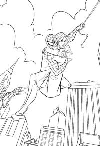 Ausmalbild Spider-Man und Mary Jane  