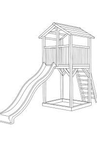 Ausmalbild Spielhaus mit Rutsche  