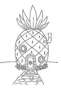 Ausmalbild SpongeBob Ananas Haus  