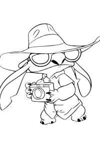 Ausmalbild Stitch mit einer Kamera  