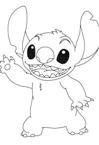 Ausmalbild Stitch winkt  