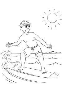 Ausmalbild surfen  