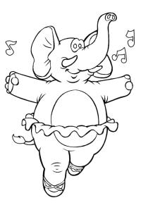 Ausmalbild Tanzender Elefant  
