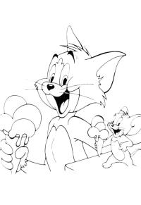 Ausmalbild Tom und Jerry essen Eis  