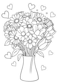 Ausmalbild Valentinsstrauß  