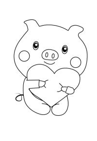 Ausmalbild verliebtes Schwein  