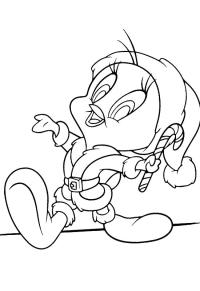Ausmalbild Weihnachts-Tweety  