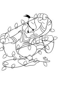 Ausmalbild Weihnachtschmuck mit Donald Duck  