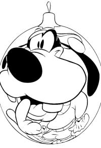 Ausmalbild Weihnachtskugel Goofy  