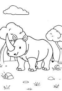 Ausmalbild Weißes Nashorn  
