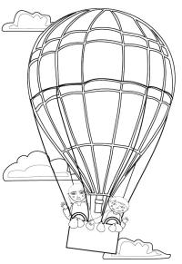 Ausmalbild Winken aus dem Heißluftballon  
