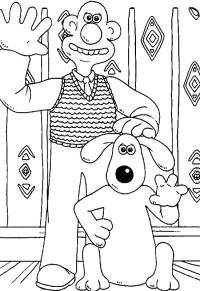 Ausmalbild Winkende Hand Wallace und Gromit  