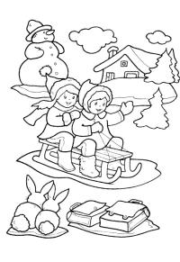 Ausmalbild Winterspaß  