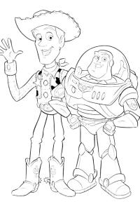 Ausmalbild Woody und Buzz Lightyear  