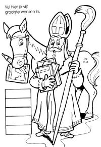 Ausmalbild Wunschzettel heiliger Nikolaus  